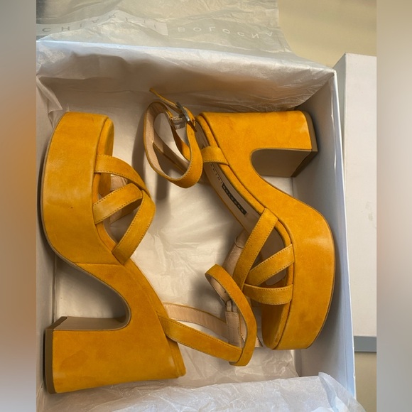 Chiarini Bologna Orange Suede Platform Sandals Sz IT 39, new in box - Picture 10 of 11